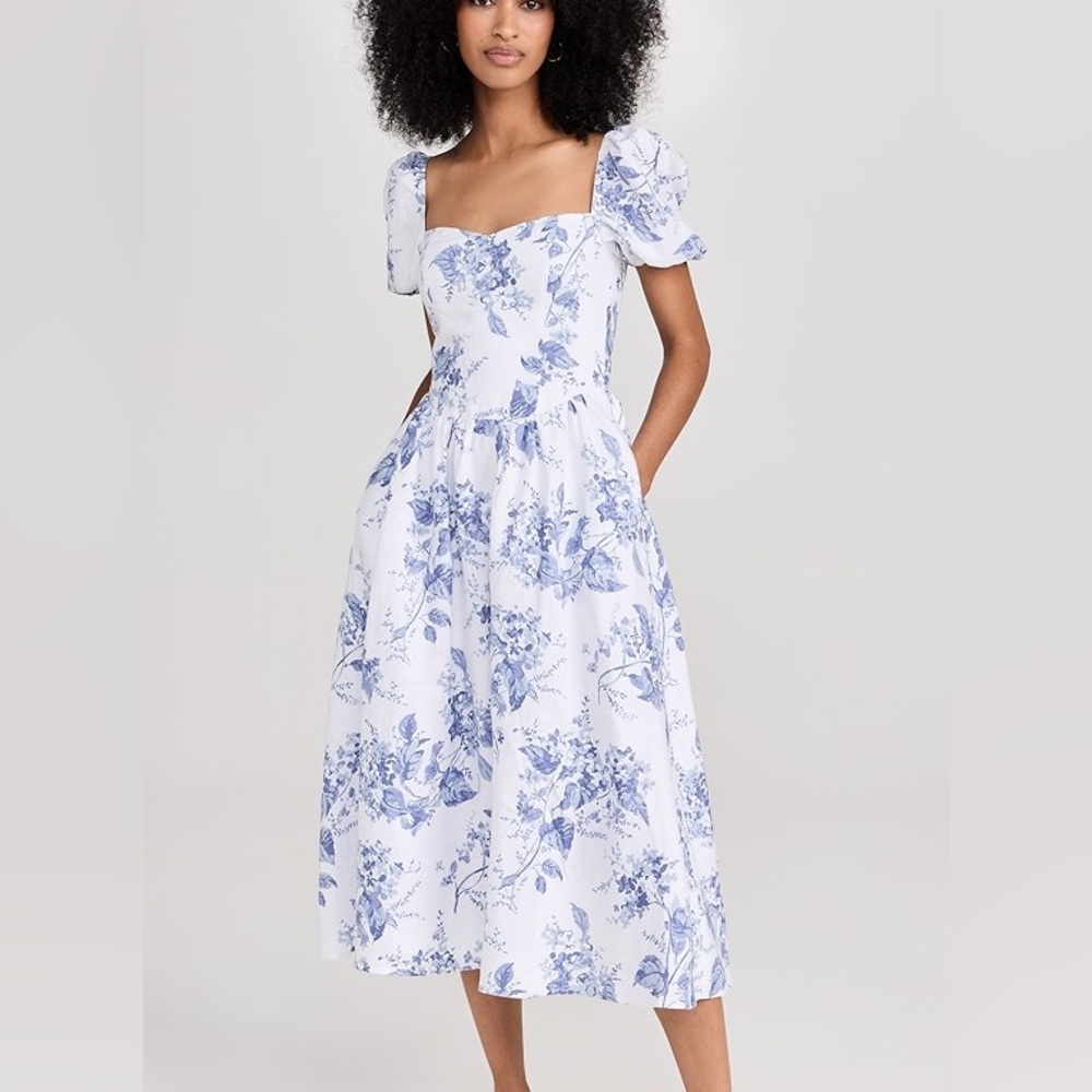 Reformation Davila Size 2 Floral Puff Sleeve Dress - Picture 2 of 2